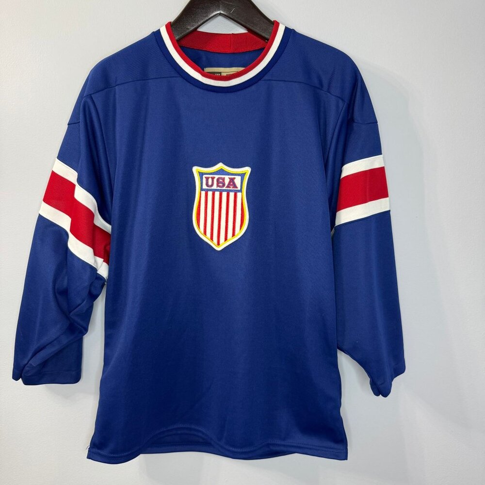 VTG Nike V-Series Team USA Hockey Jersey Men's Small Blue 2004